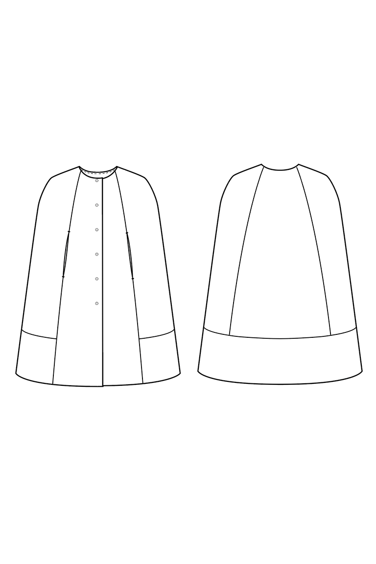 Line drawing of a long-sleeve shirt with a collar on a white background