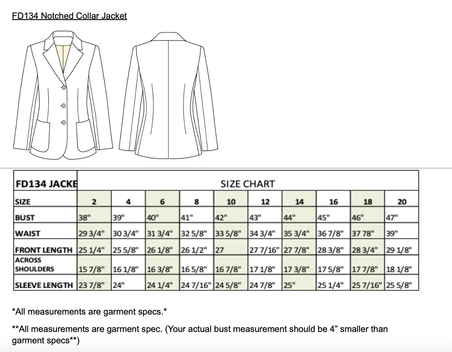FD 134 Jacket Pattern