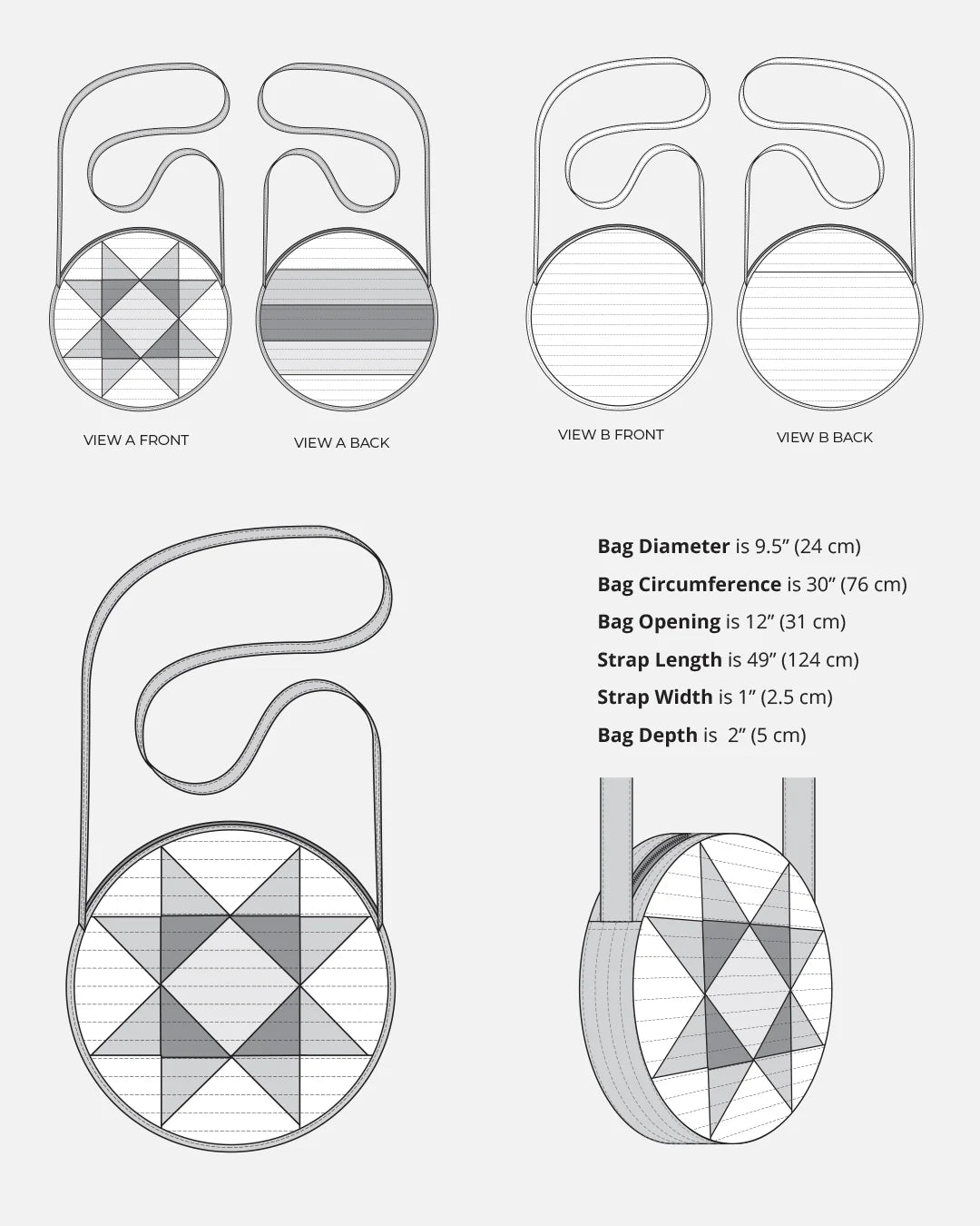 tech line sketch of orbit quilted handbag