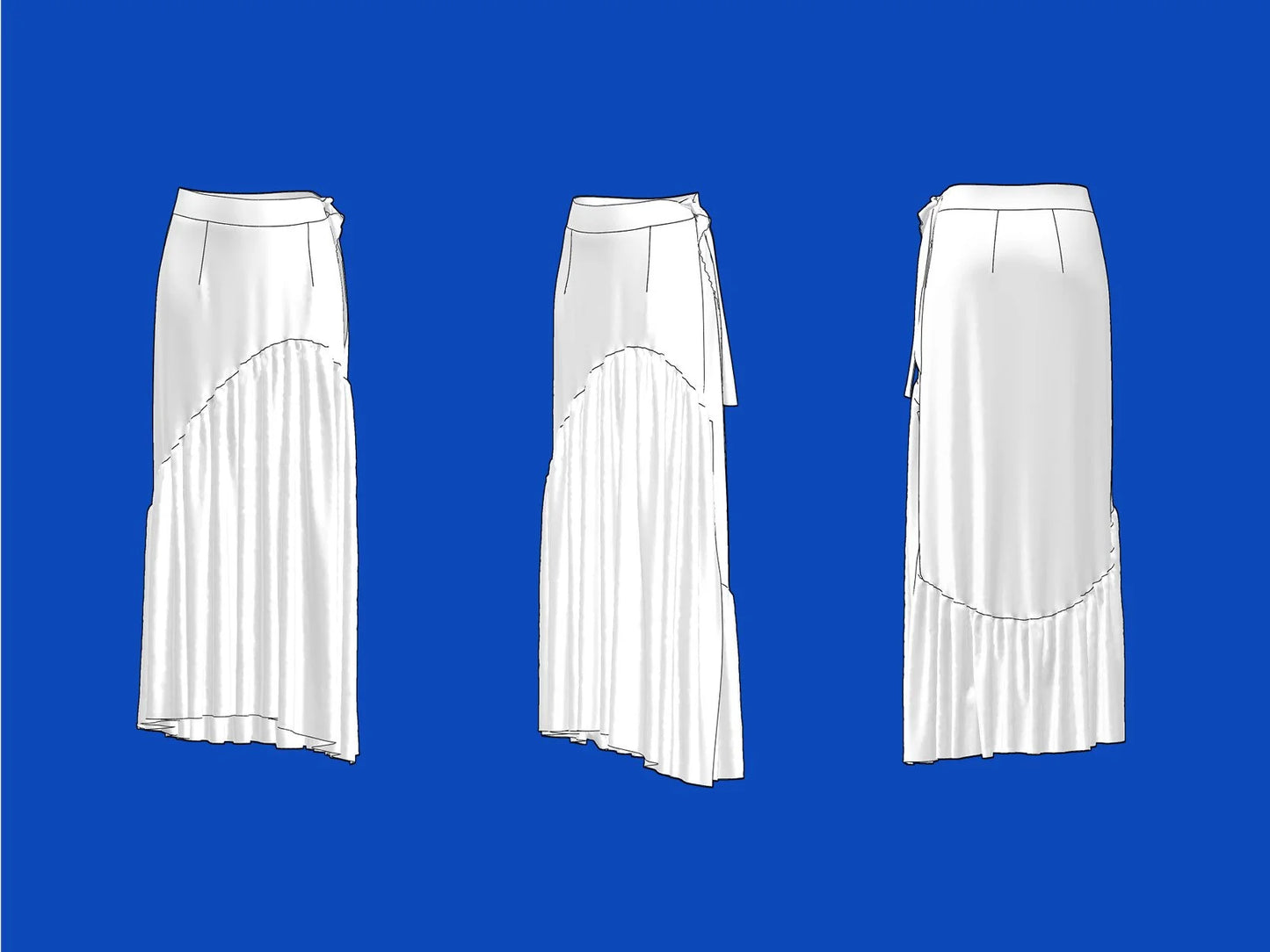 S-Hem Asymmetrical Wrap Skirt