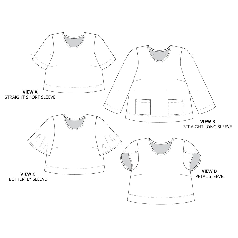tech line sketch of ashton sleeves sewing pattern