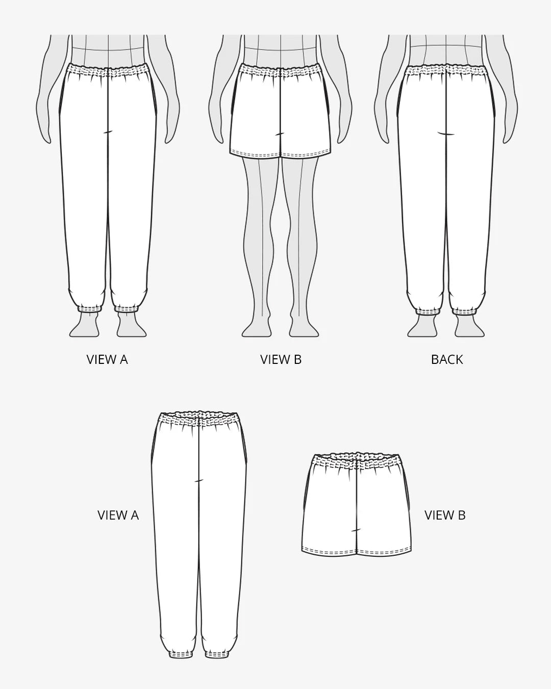 tech line drawing of evergreen sweatpants