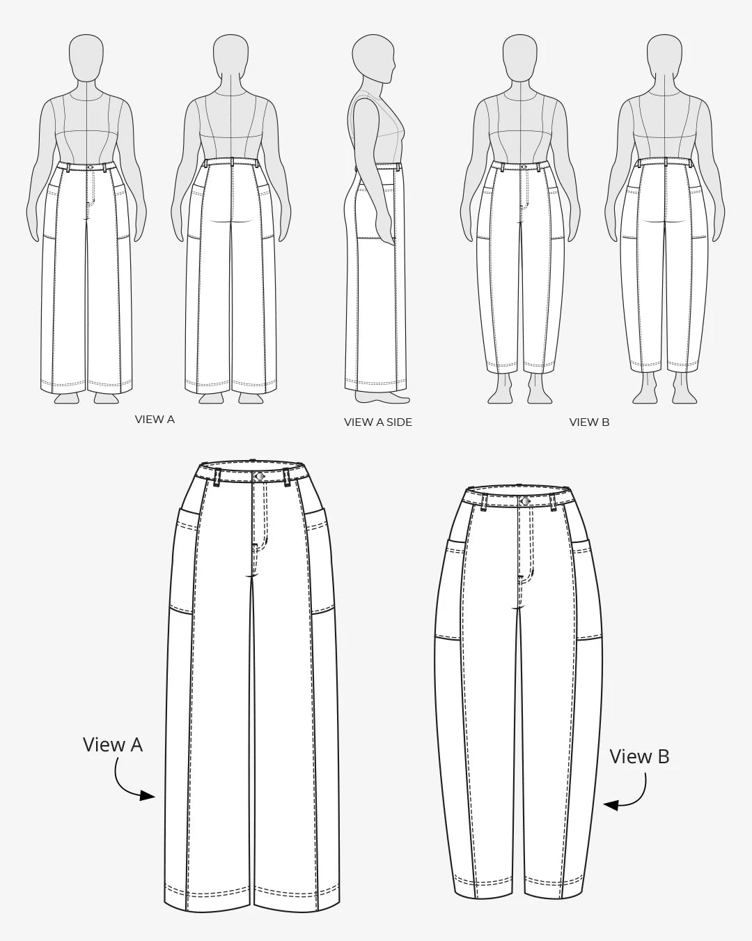tech line drawing of falconer pants