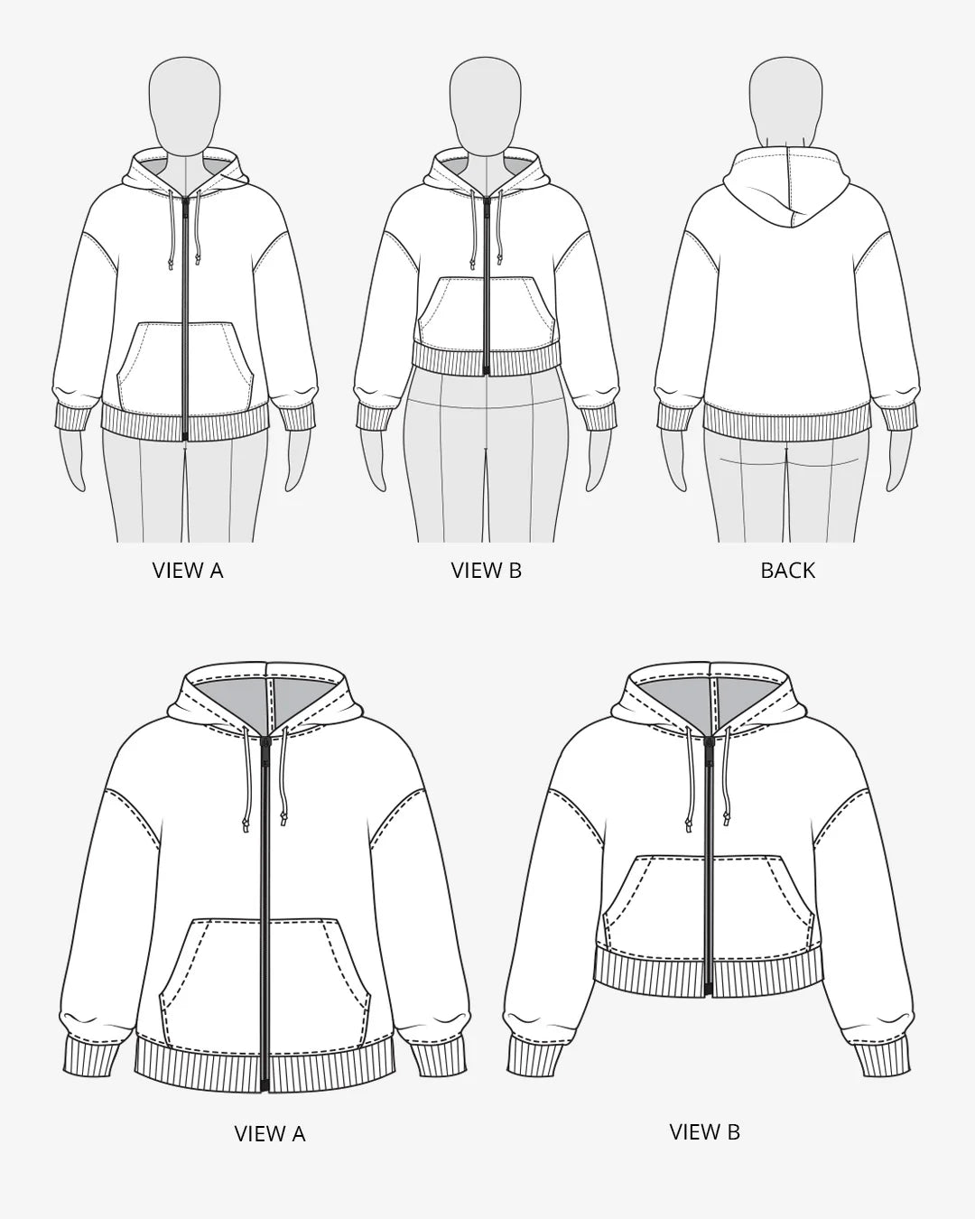 tech line sketch of solstice hoodie