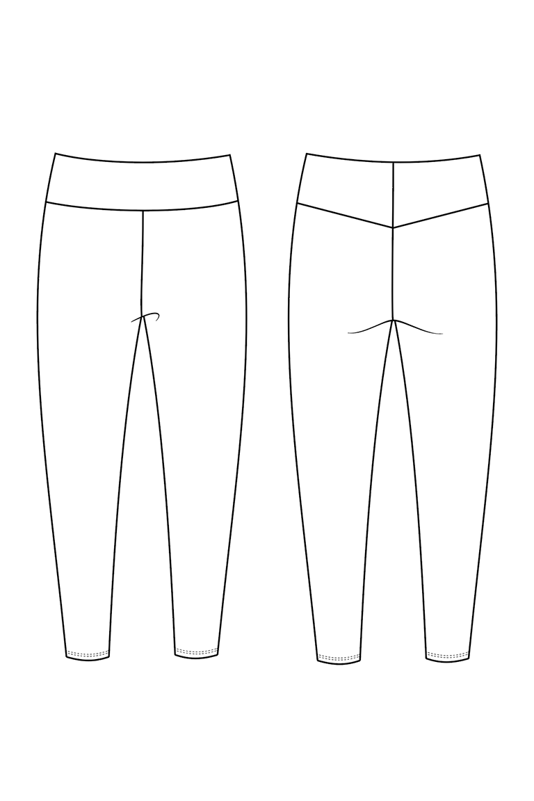 Line drawing of two pairs of pants on a white background
