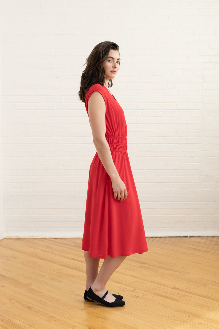 Rosa V-Neck Elastic Waist Dress