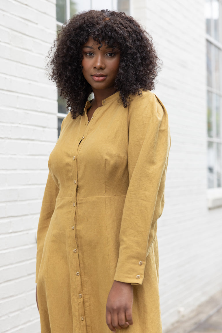 Brom Pleated Sleeve Shirt Dress