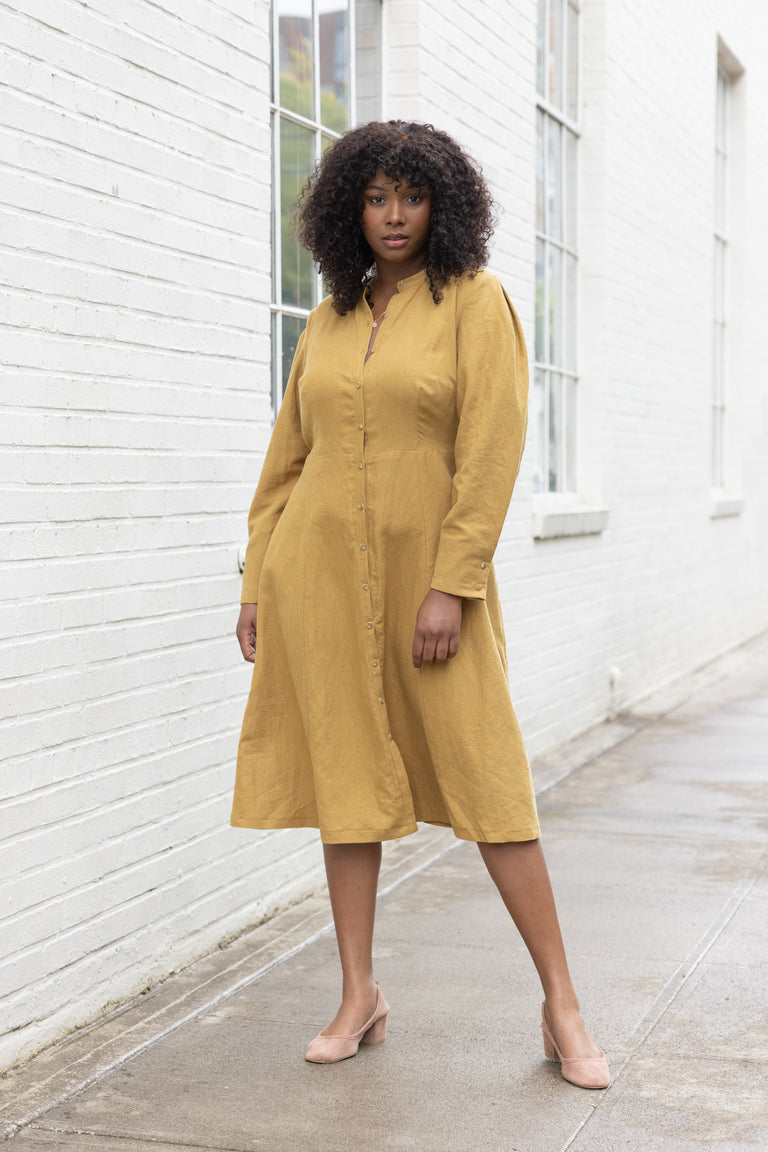 Brom Pleated Sleeve Shirt Dress