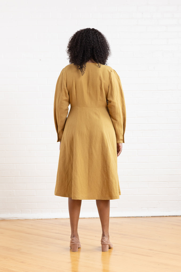 Brom Pleated Sleeve Shirt Dress