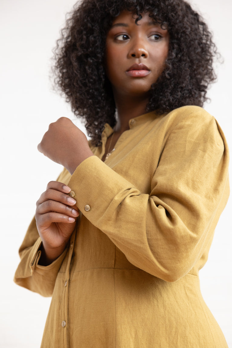 Brom Pleated Sleeve Shirt Dress