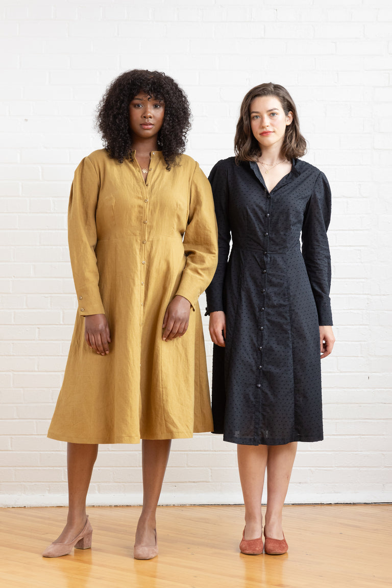 Brom Pleated Sleeve Shirt Dress