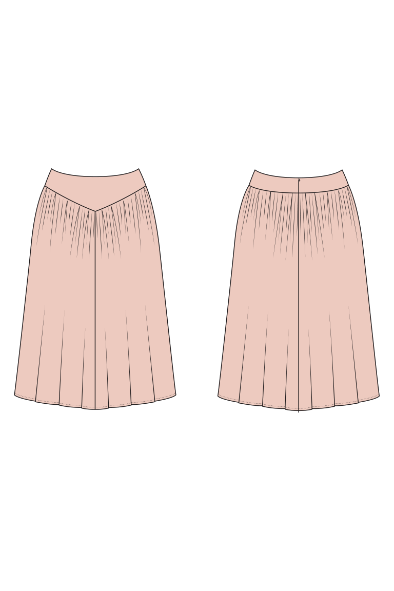 Two pink pleated skirts on a white background