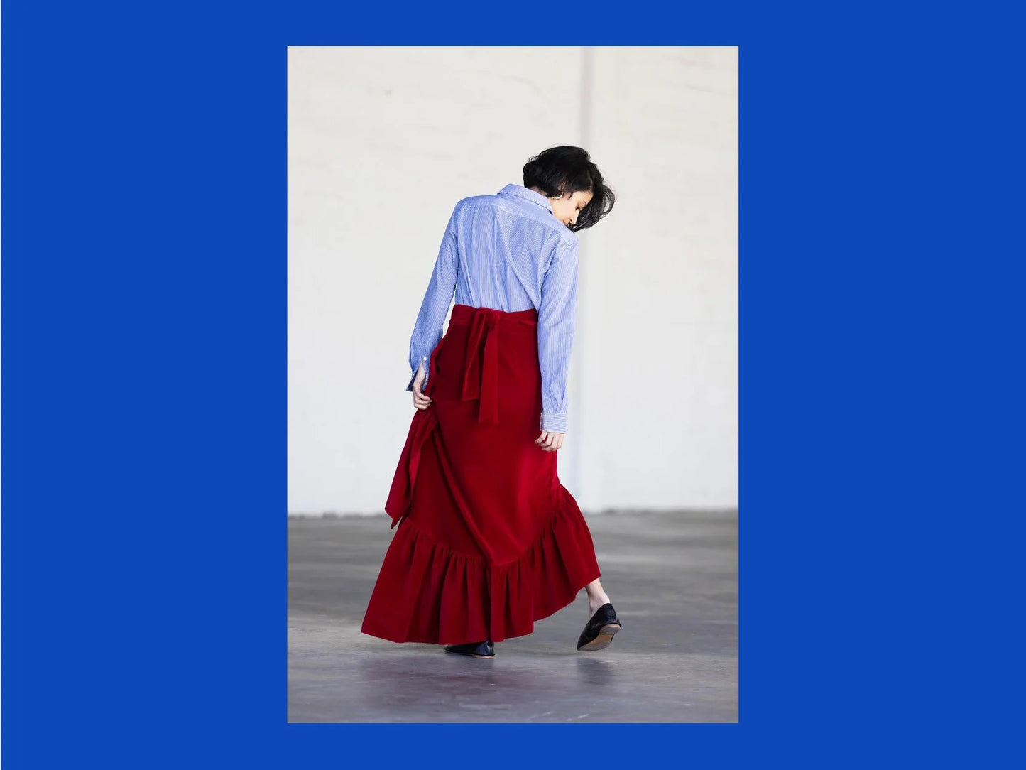 S-Hem Asymmetrical Wrap Skirt