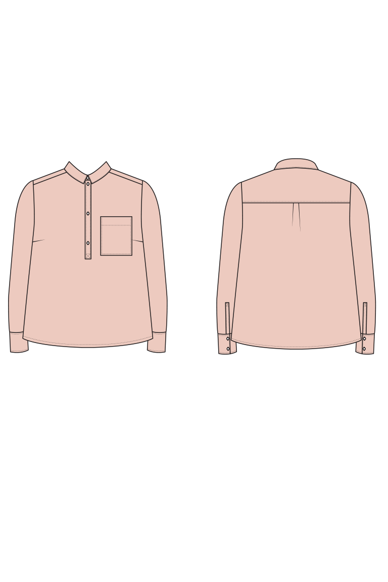 Pink shirt with front and back views on a white background