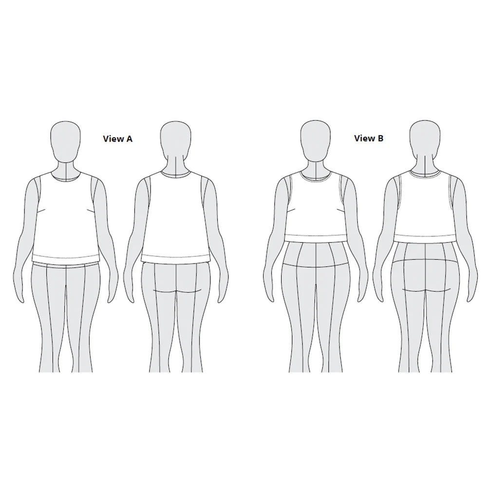 tech line drawing of both views of Ashton top