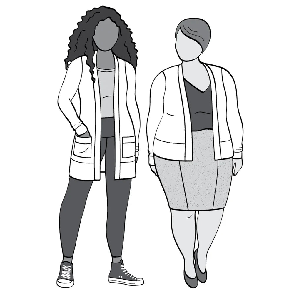 illustration of both views of blackwood cardigan