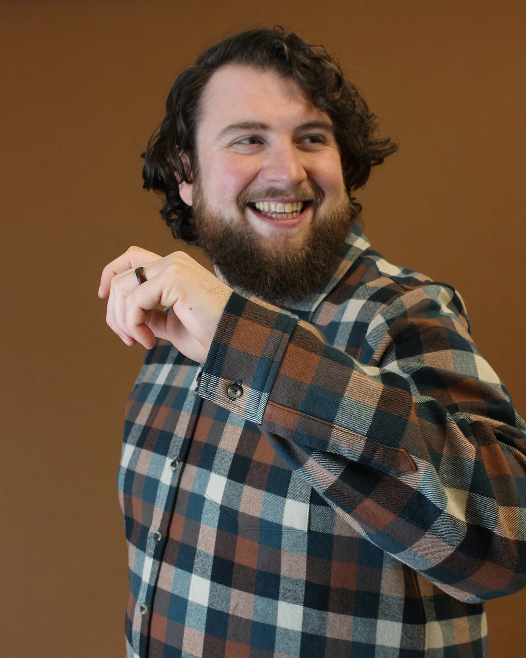 picture of detail of shirt cuff of the long sleeve version of the cameron button up shirt