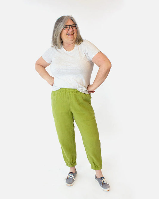 picture of person wearing dawson top with crew neckline