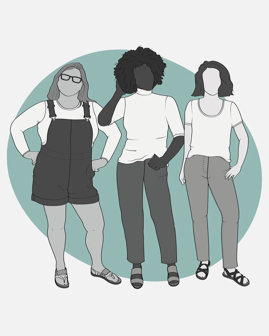 illustration of three views of Dawson top