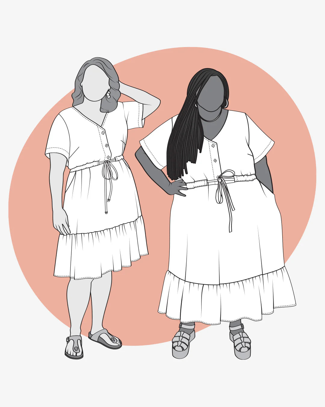 front illustration of Holmes dress in the two different lengths.