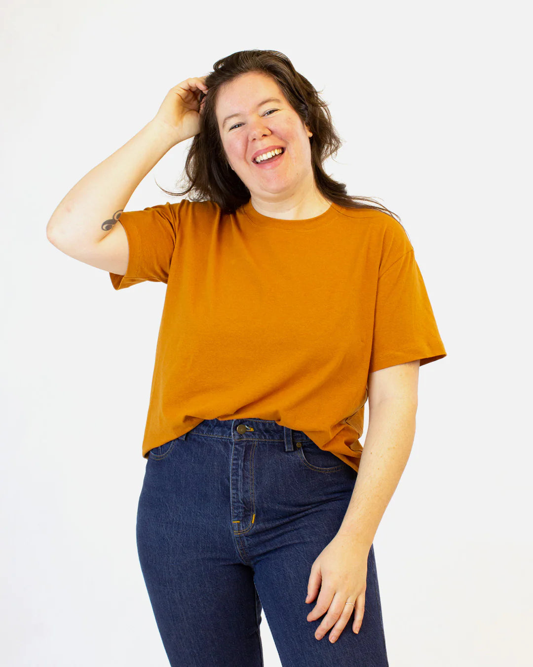 picture of person from the front wearing short sleeve jackson tee 