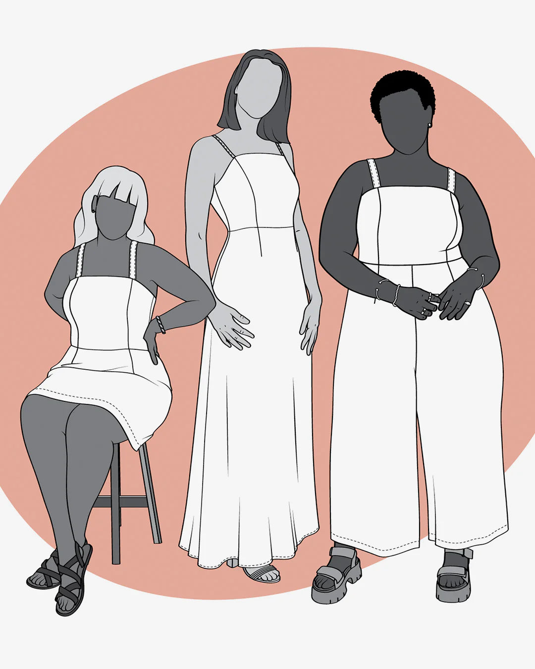 illustration of the lockhart dress and jumpsuit