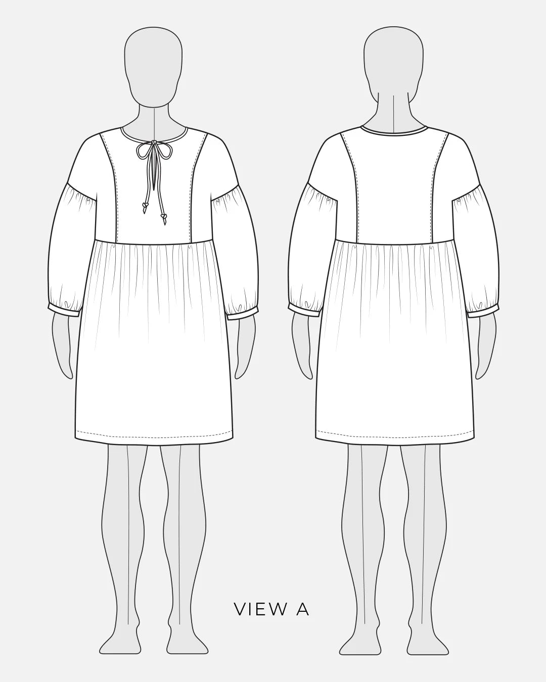 tech line sketch of march dress
