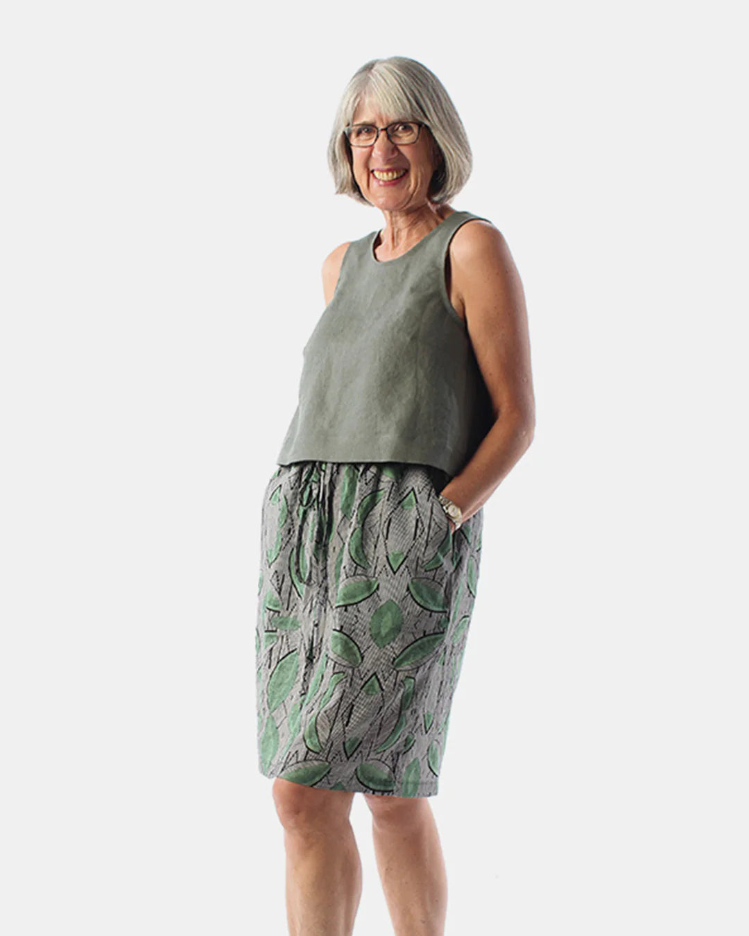 picture of person wearing short view of donovan skirt