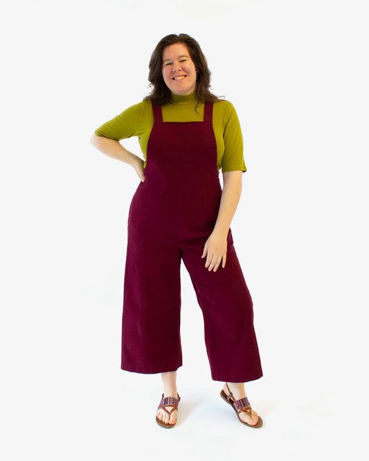 picture from the front of person wearing overalls