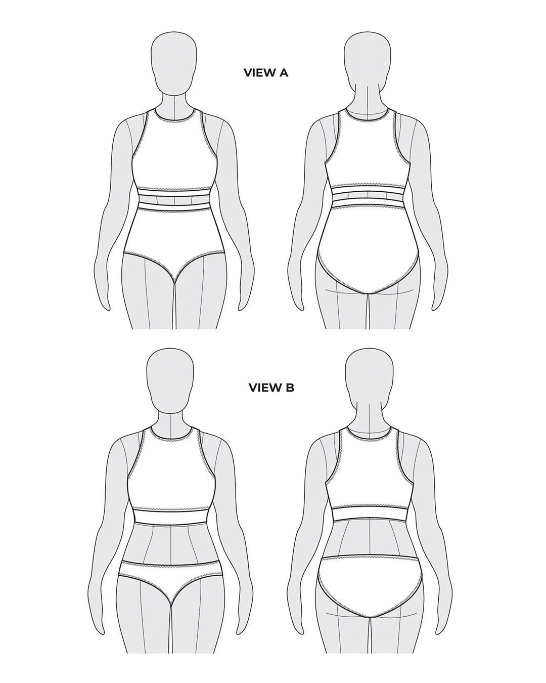 tech line drawing of sandpiper swimsuit