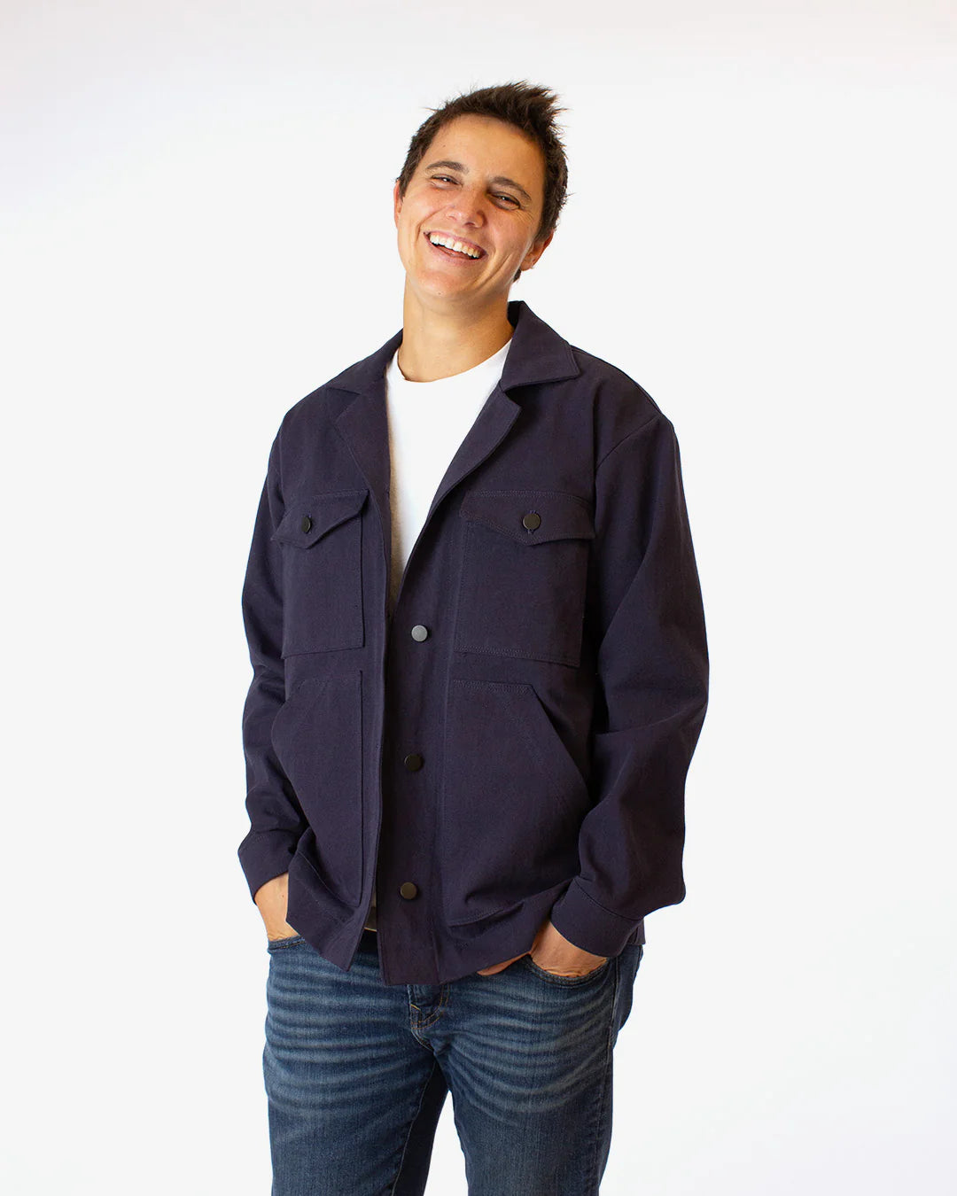 person wearing jacket made out of boiled wool jacket