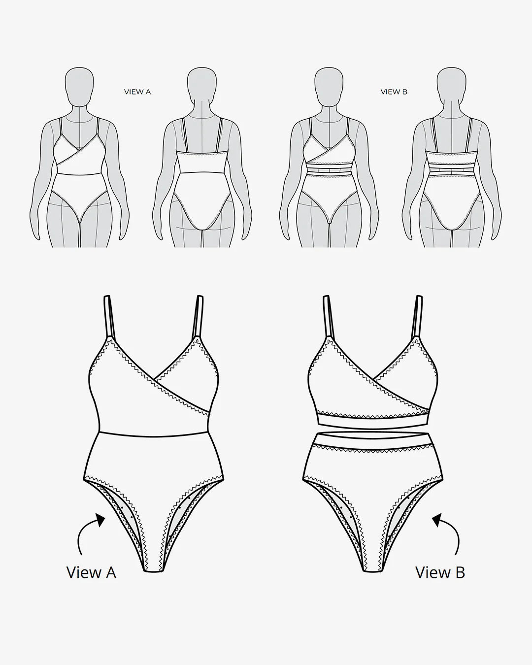 tech line sketch of sunstar swimsuit