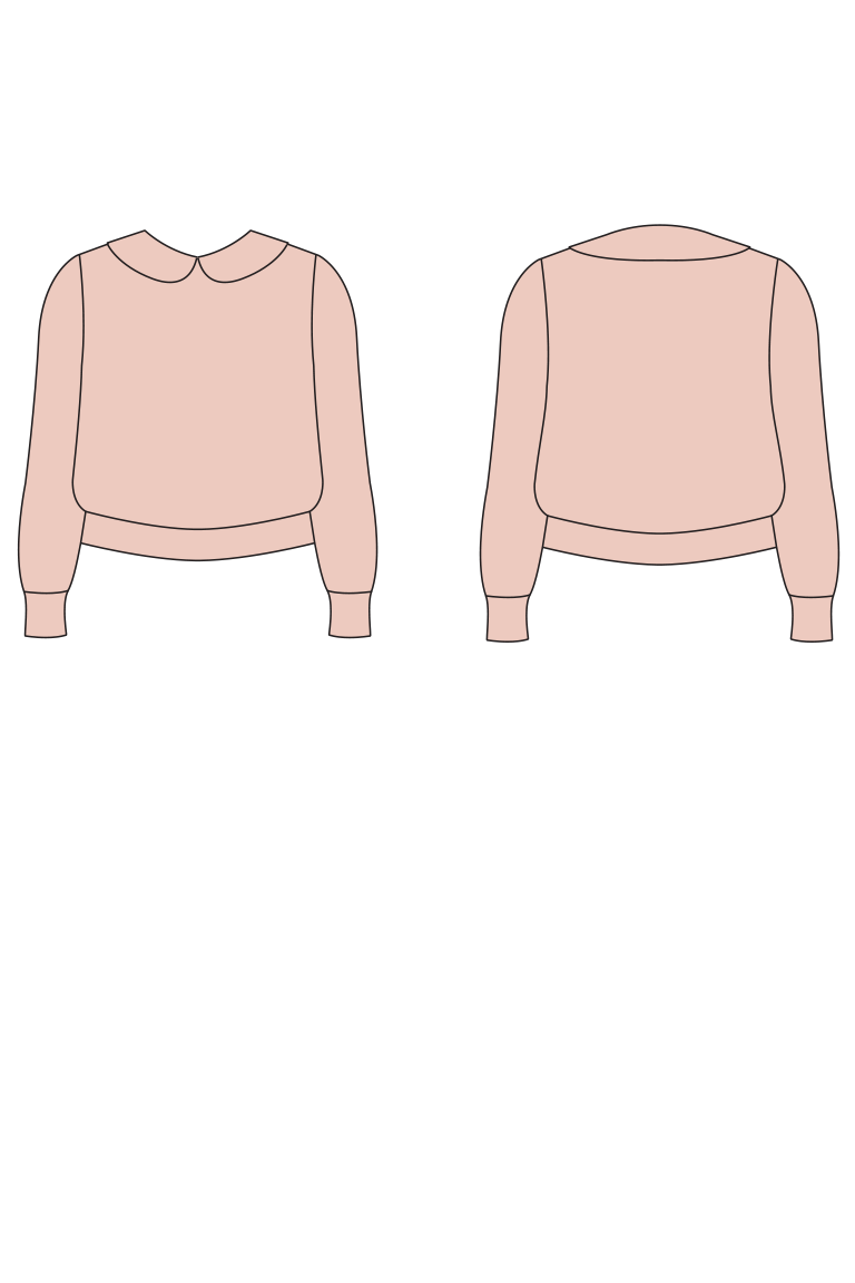Pink blouse shown from front and back on a white background