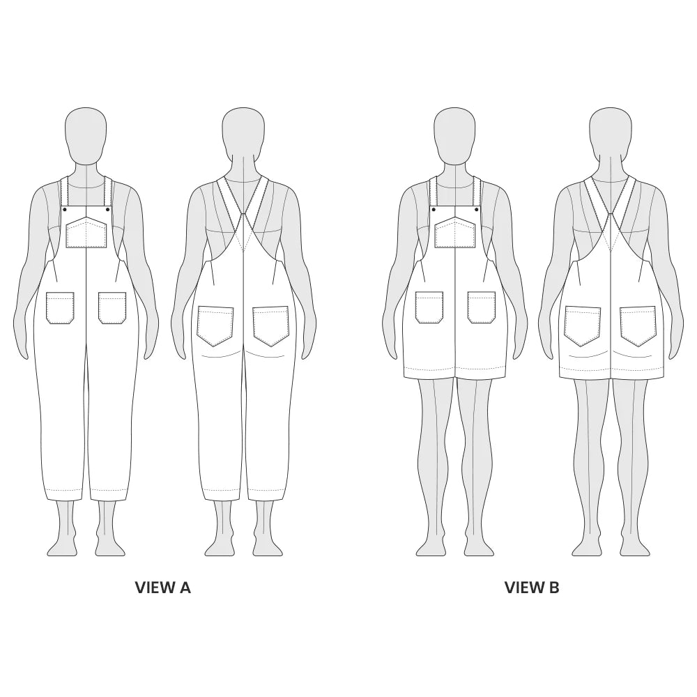 Line drawings of a dress on mannequins labeled 'View A' and 'View B' on a white background.