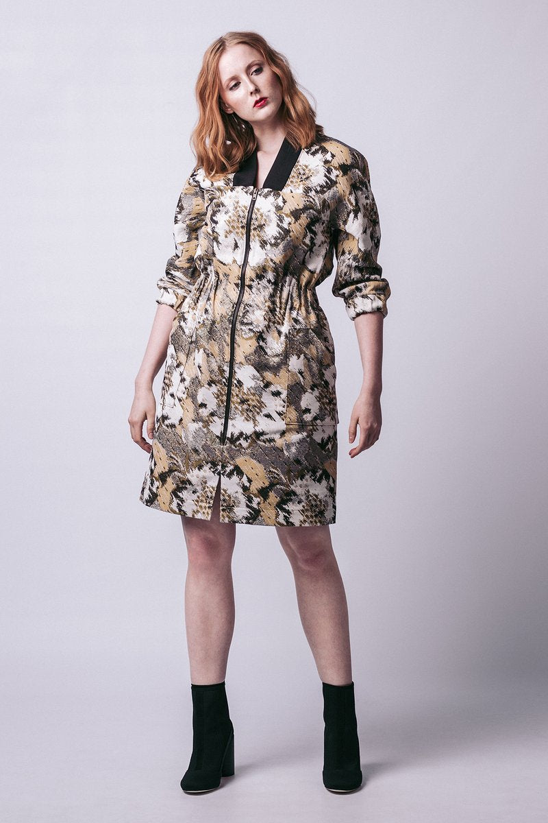 Beryl Bomber Dress – Brooklyn Motif Printing - Main Image