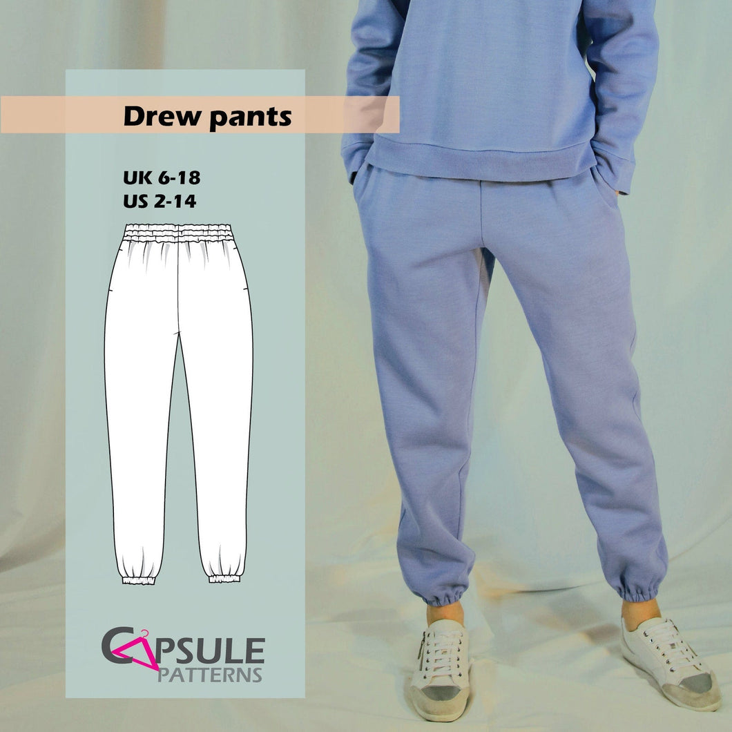 Drew track pants/joggers -- Pattern + Printing